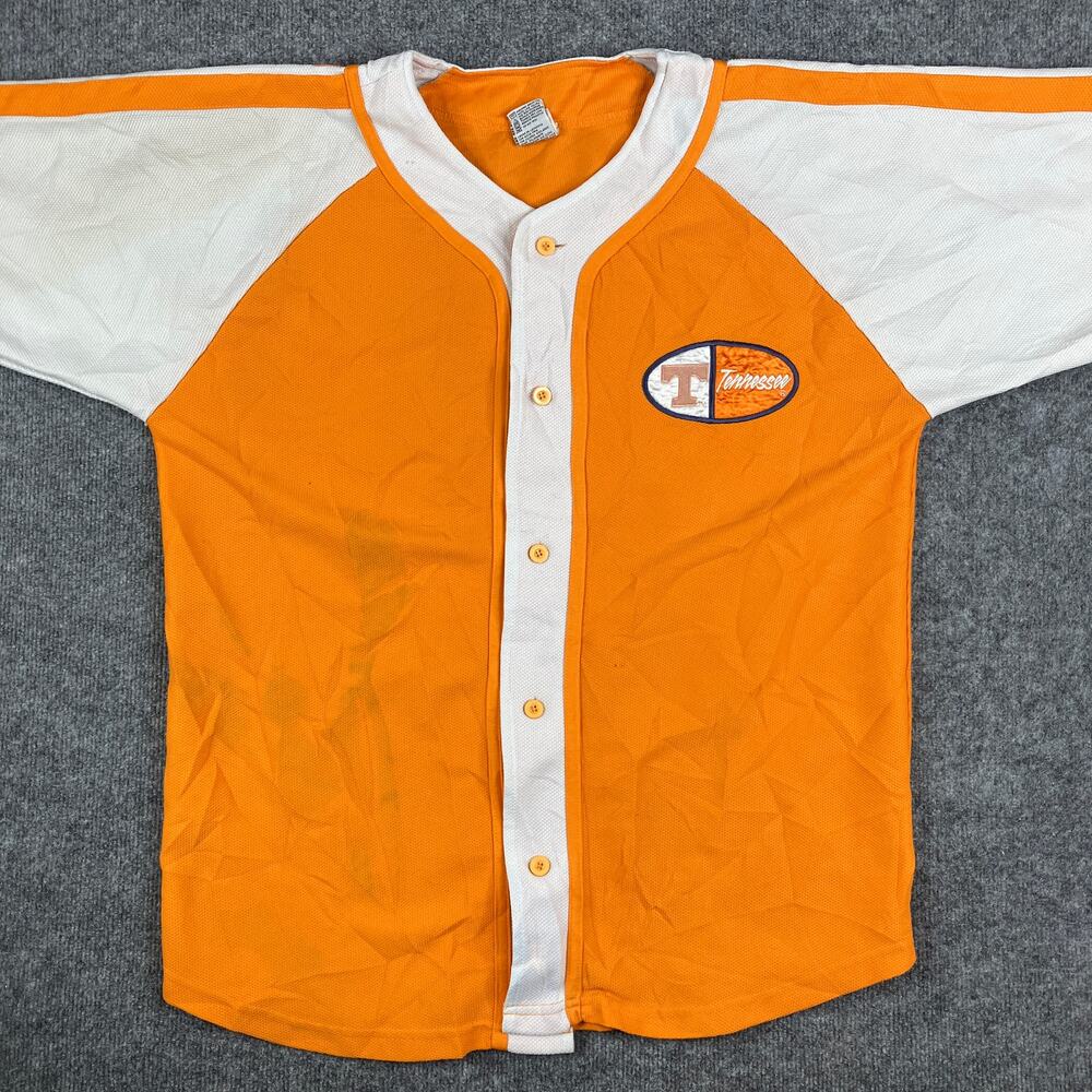 Signal Sport Jersey Mens Size L Orange Tennessee Button Up Baseball Shirt‎ Team
